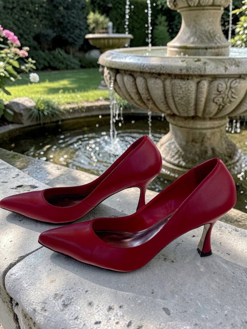 Vintage Two Lips Leather Sculpted Heels